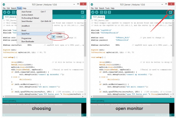 Open the Monitor in Arduino IDE. Choosing "Both NL & CR" "115200" 