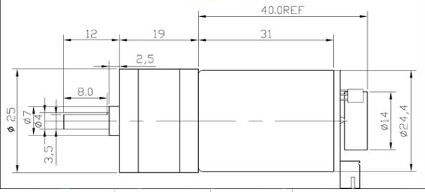 Metal DC Geared Motor Dimension