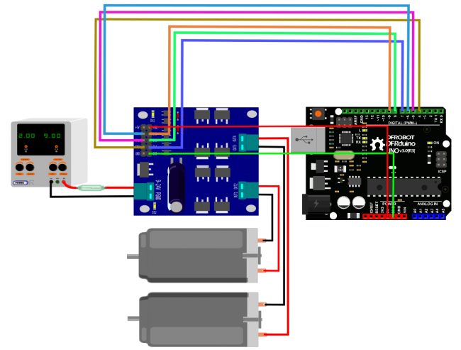 2x7A DC Motor Driver Arduino Connection - DFRobot