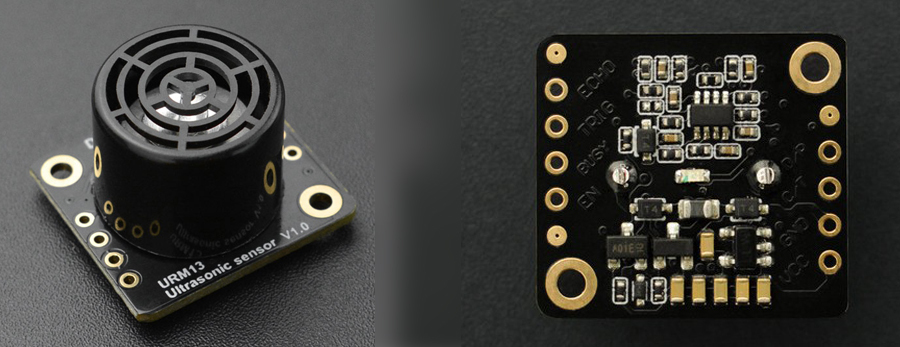 Board Overview of URM13 High Sensitivity Ultrasonic Distance Sensor