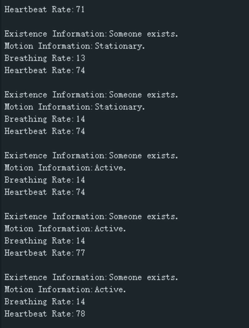 Information Output of the Presence Detection Distance of the C1001 mmWave Human Detection Sensor