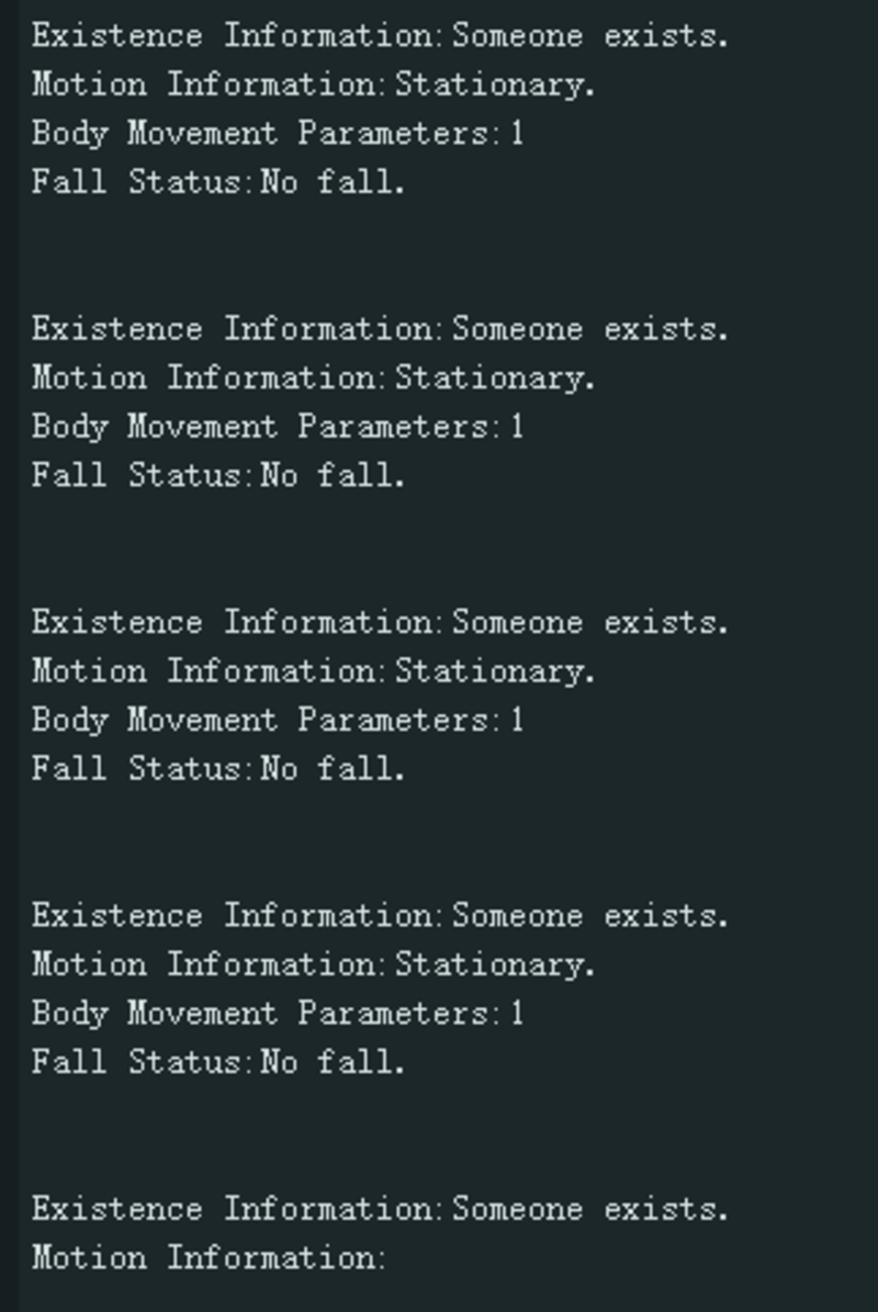 Information Output of the Body Movement Parameter Detection of the mmWave Human Detection Sensor