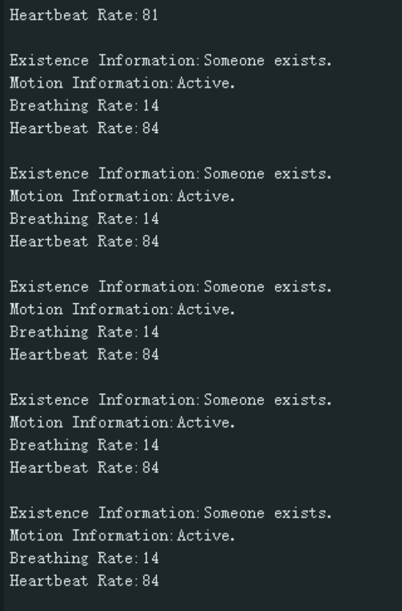 Information Output of the Breathing Rate Detection of the C1001 mmWave Human Detection Sensor