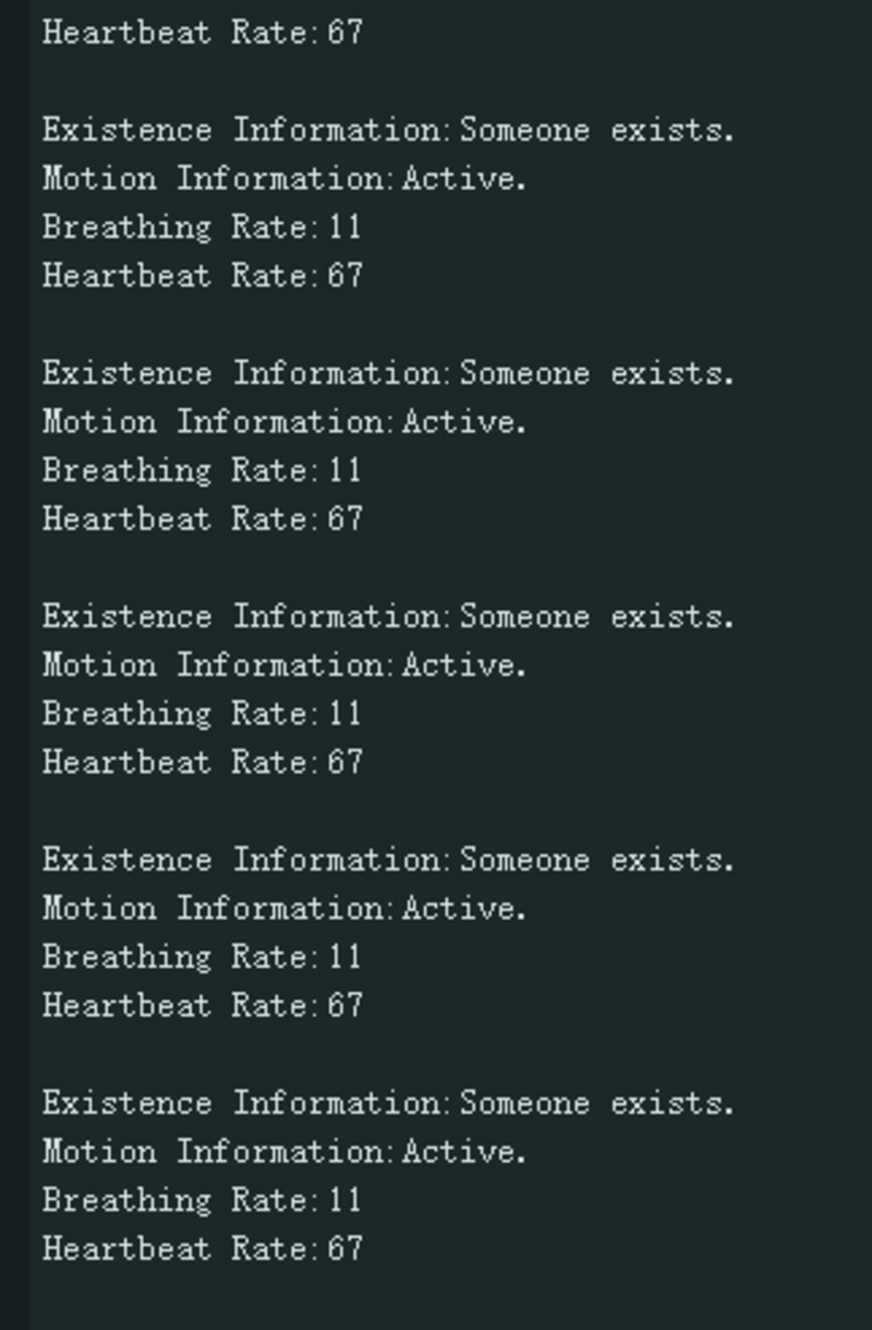 Information Output of the Heart Rate Detection of the C1001 mmWave Human Detection Sensor