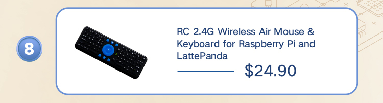 RC 2.4G Wireless Air Mouse & Keyboard for Raspberry Pi and LattePanda