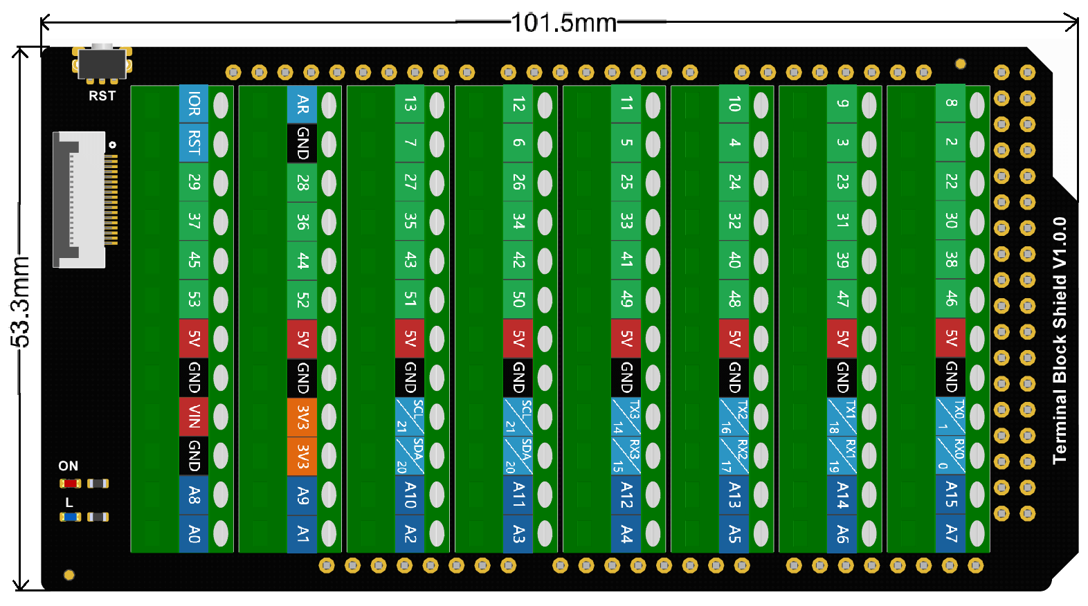 Terminal Block Shield for Arduino Mega Due