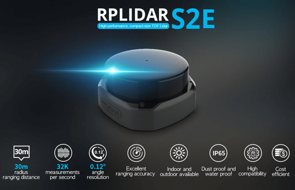 RPLiDAR S2E - ToF LiDAR 360° Laser Range Scanner (30m, 12V