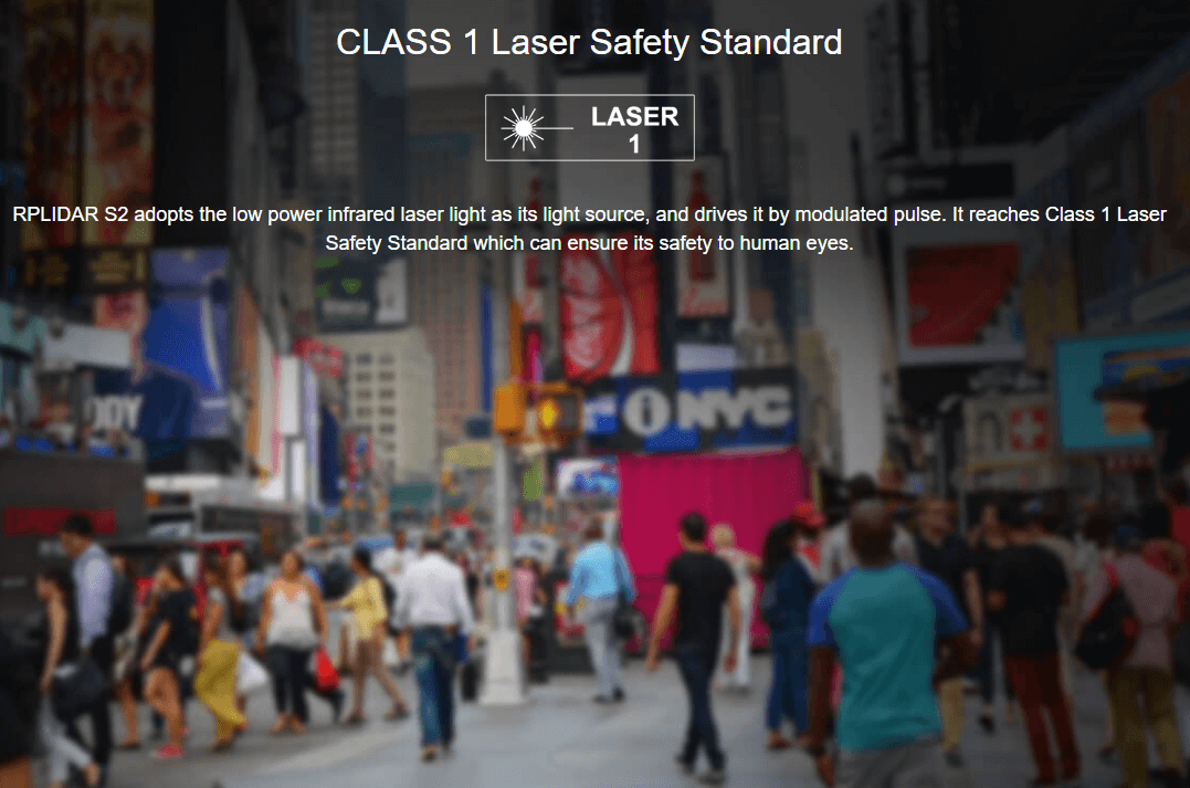 RPLiDAR S2E 360° Laser Range Scanner Safety Standard: Class 1