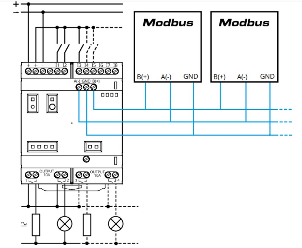 Connection Diagram for Modbus RTU with RS-485 interface