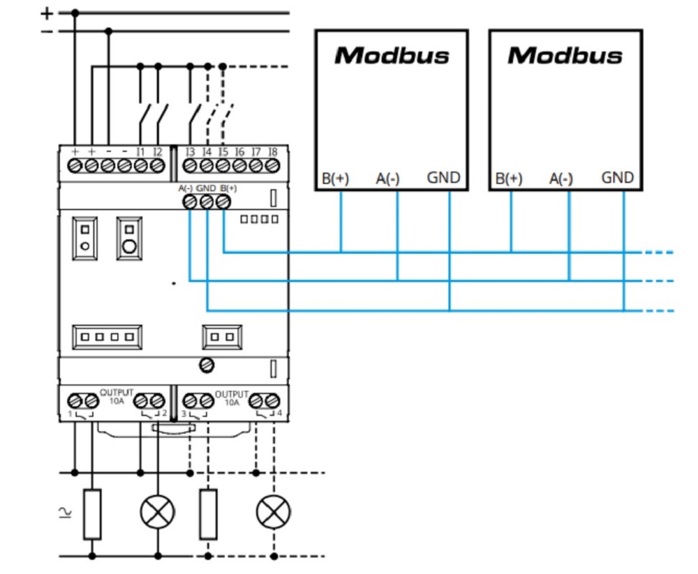Connection Diagram for Arduino Opta RS485 Micro PLC