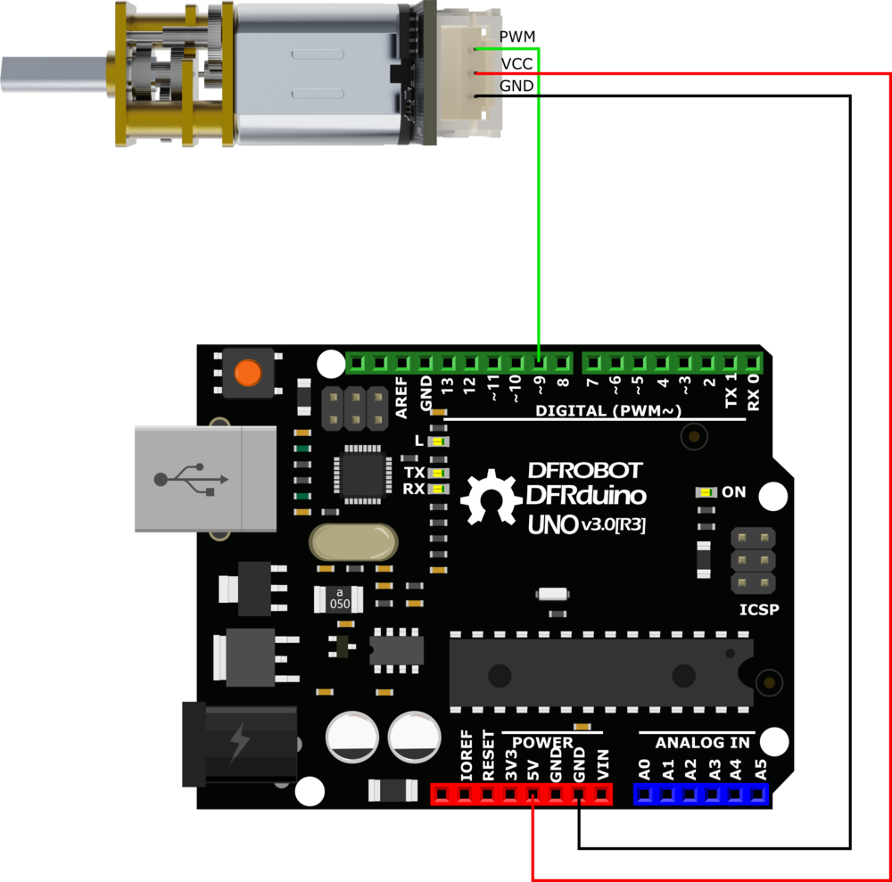 Connection Diagram of Integrated Drive N20 Motor and Arduino UNO R3