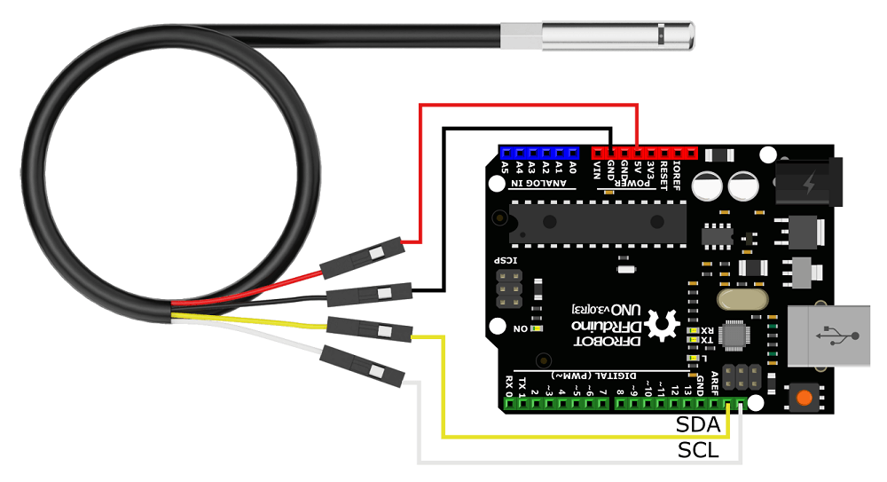 I2C Temperature & Humidity Sensor Stainless Steel Shell Arduino - DFRobot