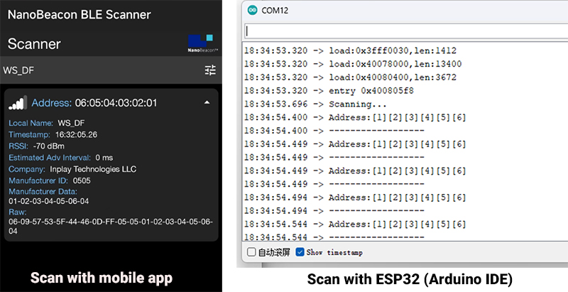How to use mobile app or ESP32 scan the BLE information
