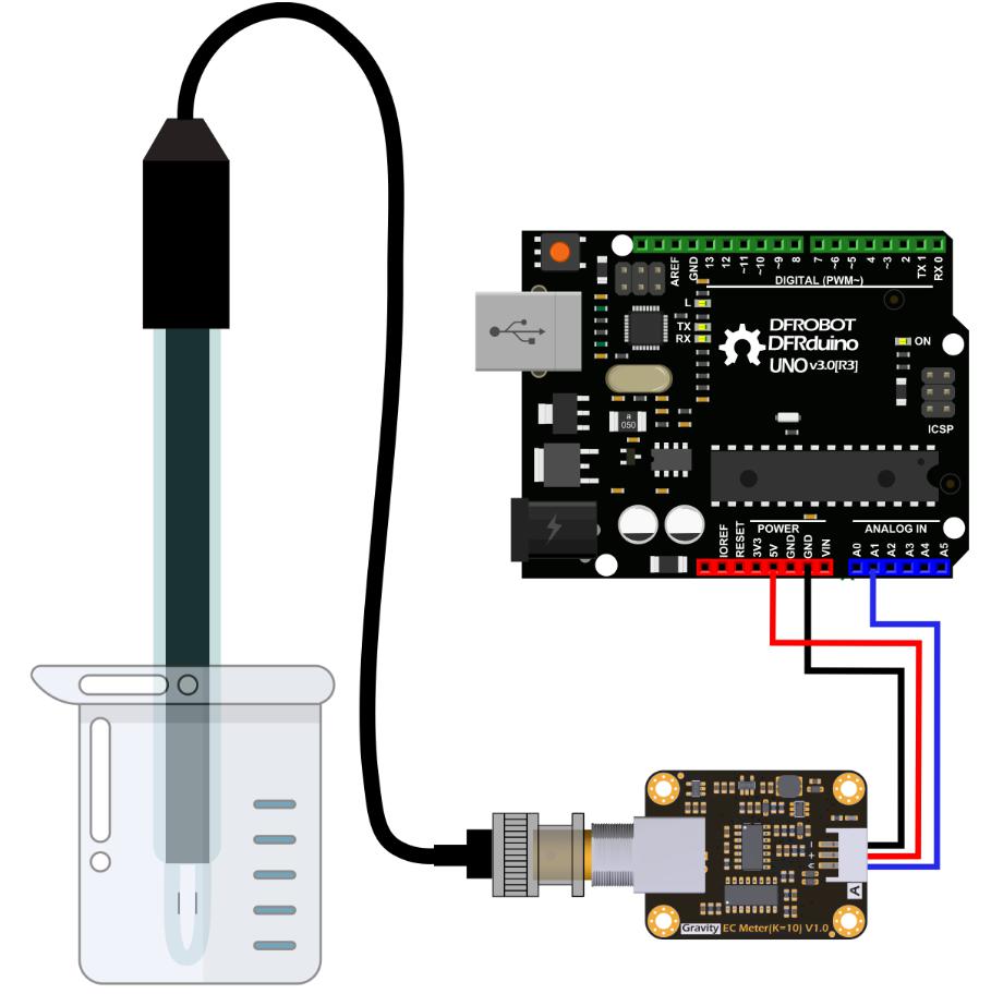 Gravity: Analog Electrical Conductivity Sensor / Meter(K=10) Arduino Connection Diagram