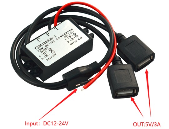 MEIRIYFA 12V to 5V USB Converter DC Buck Module 12V 36V 48V Step-Down  Convert to 5V Dual USB Female 10-55V to 5V 3A 15W Adapter DC to DC  Regulator Car