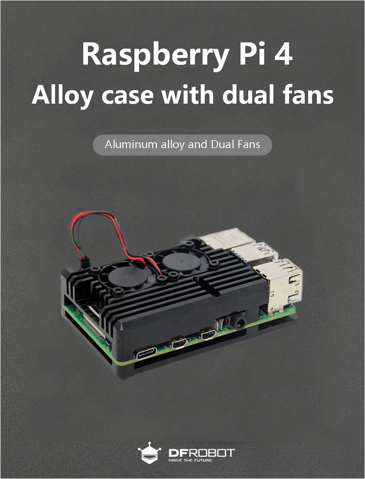 Metal Case with Heatsink & Fan for Raspberry Pi 4 Model B - DFRobot