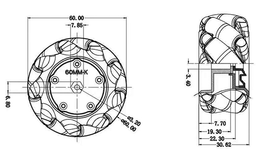 Mecanum Wheel Left - Black (60mm)