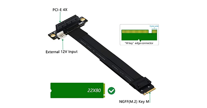 R42SR M.2 Key-M PCI-E x4 Extension Cord