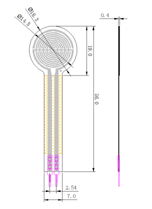 dimensiones del Sensor de presión de película delgada RP-C18.3-LT