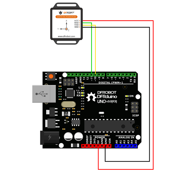 Serial 6-Axis Accelerometer for Arduino 